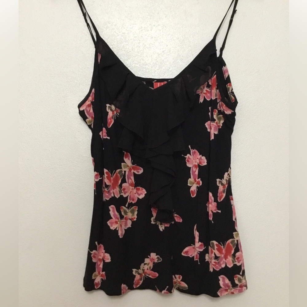 Elle Cami Tank Top Butterfly Sheer Ruffle